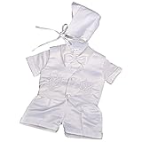 Lito Angels Satin Taufkleidung Taufanzug für Baby Junge, 4 Teiliges Taufe Weiss Anzug Set mit Taufhaube, Langarm/Kurzarm
