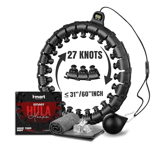 K-MART Smart Weighted Hula Hoop, verstellbar, gewichteter Hula-Reifen, 27 Knoten, Schwarz