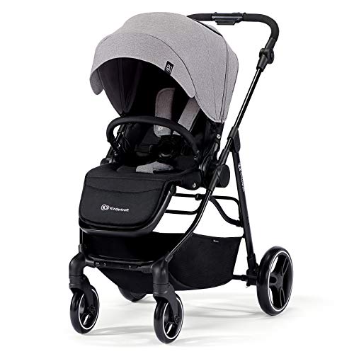 Kinderkraft Kinderwagen VESTO, Sportwagen, Buggy, Zusammenzuklappen, mit 4 Rad Dämpfung, UPF 50+ Filter, Praktische Zubehör, Schlaffunktion, von Geburt, Grau