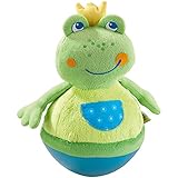 Haba 5859 - Stehauffigur Frosch Baby- und Kleinkindspielzeug, ab 6 Monaten, Motorikspielzeug aus weichem Veloursstoff mit lustigem Wackel- und Klingeleffekt, grün