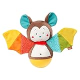 Fehn Stehaufmännchen Fledermaus - Stehauffigur Motorikspielzeug zum Greifen, Fühlen und Stupsen - Stehauf mit Raschelpapier und Glöckchen für Babys und Kleinkinder ab 0+ Monaten