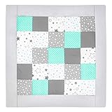 Amilian Baby Krabbeldecke Patchworkdecke als Geschenk Spieldecke Laufgittereinlage Decke Kuscheldecke Spielmatte Kinder Matte Baumwolle Erstausstattung Patchwork Krabbelmatte M058 (105x105cm)