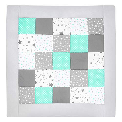 Amilian Baby Krabbeldecke Patchworkdecke als Geschenk Spieldecke Laufgittereinlage Decke Kuscheldecke Spielmatte Kinder Matte Baumwolle Erstausstattung Patchwork Krabbelmatte M058 (145x145cm)