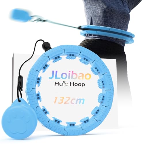 JLoibao Smart Hula Hoop Reifen Erwachsene Zum Abnehmen, 24-Stufiger Infinity Hula-Hoop (77-132cm) Mit Gewich Kugel, Einstellbar Fitness Leise Abnehmen Ausrüstung, für Anfänger und Kinder (Blau)