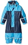 Playshoes Unisex Kinder Regen-Anzug mit Fleece-Futter Warmer Wasserdichter Matschanzug Regenbekleidung, Marine Overall, 104