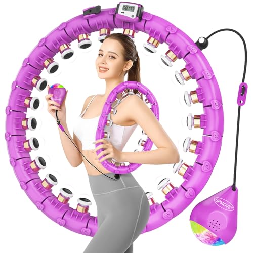 SPMOVE Hula Hoop mit Gewicht Kugel, Abnehmen Smart Hula Hoop Reifen Erwachsene und Anfänger, 60-120cm Einstellbar und Noppen, Hoola Hoop Leise mit LED Ball Zähler, Freunde Familie