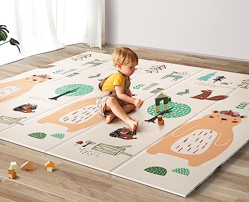 UANLAUO Faltbare Baby Spielmatte,Extra Große 200x180x1cm Krabbeldecke, Kleinkinder Aktivitäts Spielmatten für Babys,Wasserdichte Schaumstoff Babymatte mit Reisetasche