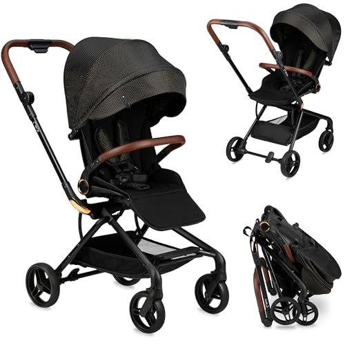 MoMi Kinderwagen ADELLE ab 6. Monat (bis 22 kg), klappbarer Buggy mit 360°-Sitz und 5-Punkt-Sicherheitsgurt, Einkaufskorb, mit Tragegriff zum Tragen nach dem Zusammenklappen