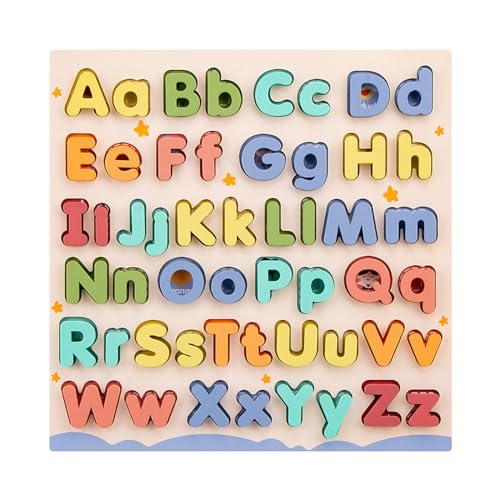 Baoblaze Kinder Holz ABC Puzzle Montessori Bildung Spielzeug Vorschulspiel Groß- und Kleinbuchstaben für Kinder im Vorschulalter Familienspiel Jungen Mädchen